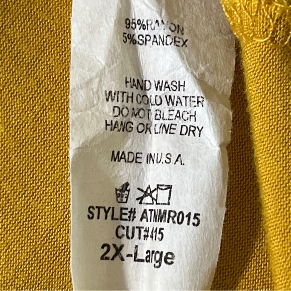 All For You 2XL Yellow T-Shirt Dress Made in the USA 3/4 sleeves Rayon/Spandex - Picture 9 of 9